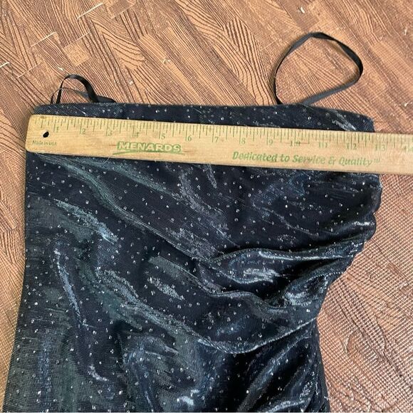 Vintage 90s Y2K A Fortiori Blue Glitter Stretchy Strapless Prom Maxi Gown Small - Picture 5 of 5